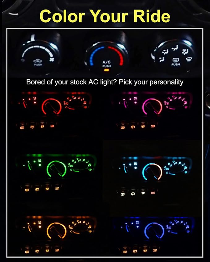 16 Pieces Pink Interior HVAC Panel Climate Control LED Bulb + Gauge Lights Kit with Sockets, Fun Custom Interior Glow, Fits Jeep Wrangler TJ 1997-2006