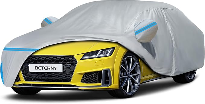 Car Cover for 2006-2026 Audi TT/TTS/TTRS Coupe Roadster, Waterproof Custom-fit All Weather Sun Rain UV Dust Snow Protection Windproof Outdoor Full Car Cover with Door Zipper and Cotton Lining-Gray