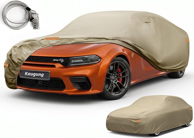 Kaugung Custom Fit Car Cover for Dodge Charger (2006-2026), Heavy Duty All Weather Waterproof Outdoor Cover, Sun Rain Snow UV Protection with Air Vents