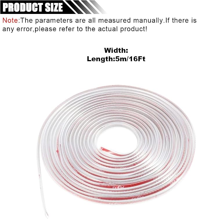 16Ft(5M) Edge Protector - Anti-Collision Strip, No Glue Car Entry Guard, Automotive Trim Protective Strip (Clear)