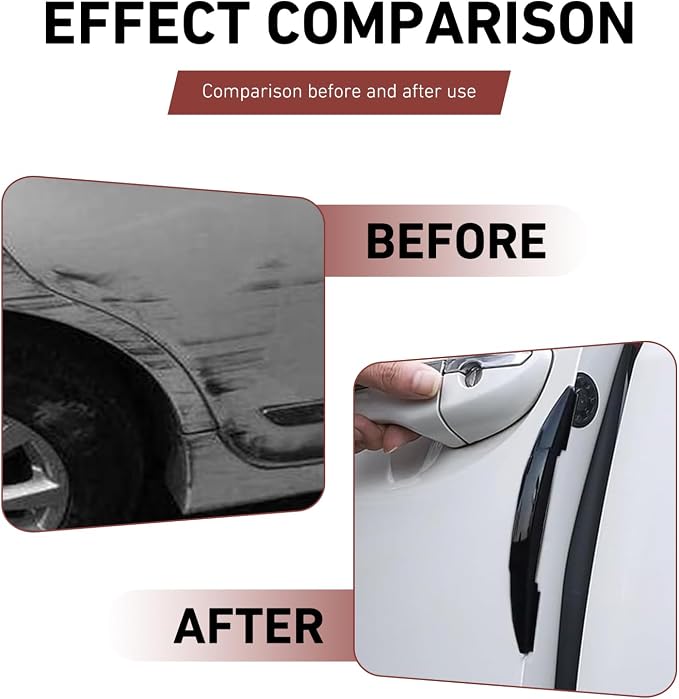 4PCS Car Door Edge Guards, Car Door Anti-Collision Strips, Self-Adhesive Car Door Protector Edge Guards with Airbag, Universal Protection Decorative Covers (Black)