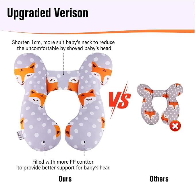 KAKIBLIN Baby Travel Pillow, Upgraded Baby Neck Pillows for Car Seat, Infant Neck Support Pillow for Head and Neck,Newborn Head Support for Car Seat,Pushchair
