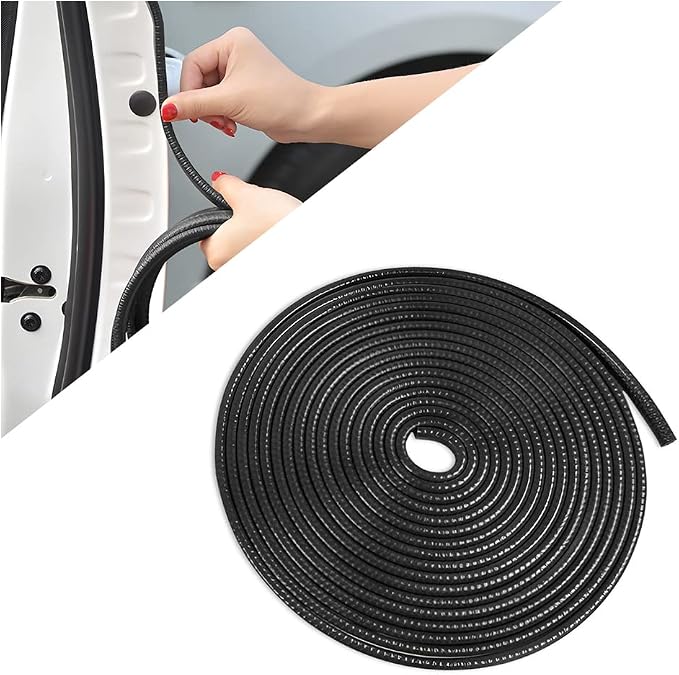 Car Door Edge Guards, 32Ft Universal Rubber Seal Protector U Shape Edge Trim Car Door Edge Protection for Most Car, Aluminum Boat Edge Guards (Black/32FT) | Universal fit, most cars/SUVs/trucks, rubber seal, press-on channel, no glue, check thick strip...