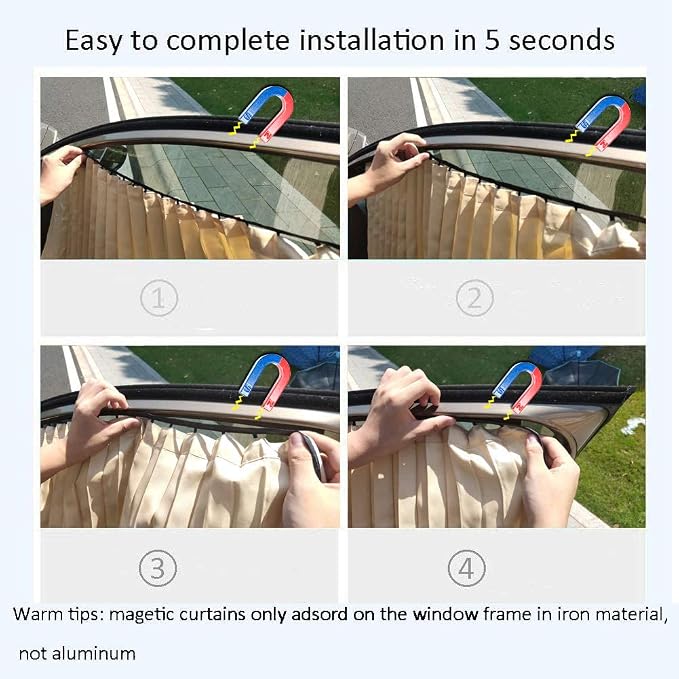 ZATOOTO Magnetic Car Window Covers for Privacy Baby Sun Shades | Strong magnets for easy install on steel frames. Measure windows and test fit first—best on metal frames.