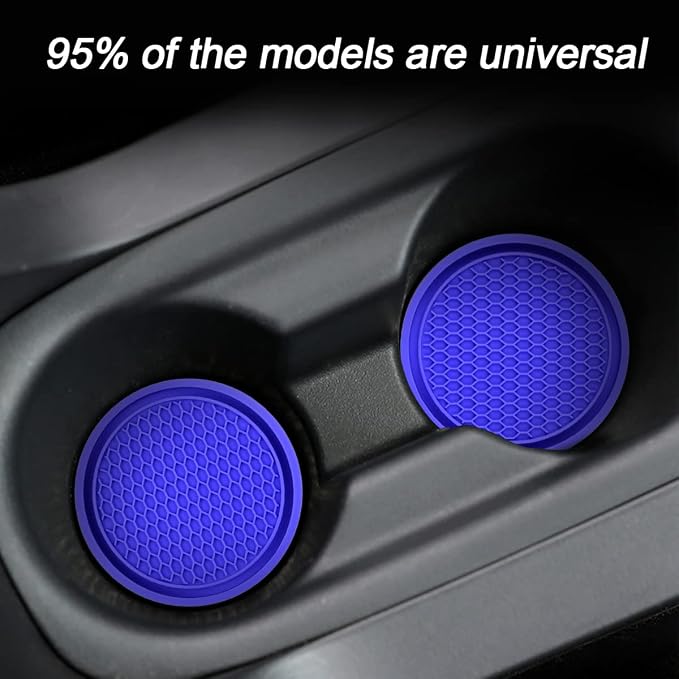 8sanlione 4 Pack Car Cup Holder Coaster, 2.75 Inch Diameter Non-Slip Universal Insert Coaster, Durable, Suitable for Most Car Interior, Car Accessory for Women and Men (Trench/Deep Blue)