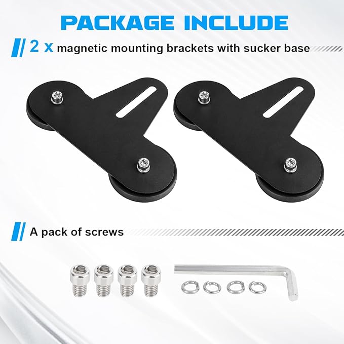 Magnetic Base LED Light Bar Mounting Brackets, Magnetic Light Bar Base for Straight Curved Side-Mounted LED Light Bar Mounting on Hood Roof（2PCS）