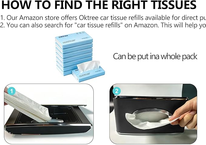 Faux Leather Car Tissue Box for Car Interior, Multi-Function Tissue Holder with Visor Clip, Armrest & Back Seat Napkin Organizer, Vehicle Tissue Dispenser Accessories (Black Hanging)