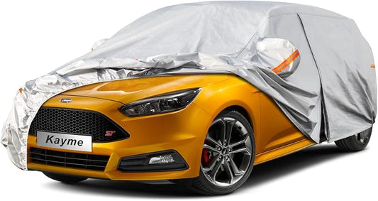 Kayme Hatchback Car Cover Waterproof All Weather - See Vehicle Size Chart for Accurate Fit - Outdoor Full Exterior Cover Sun Rain Snow. Civic, Focus, Corolla, Insight etc. Size H2 (See Size Chart)