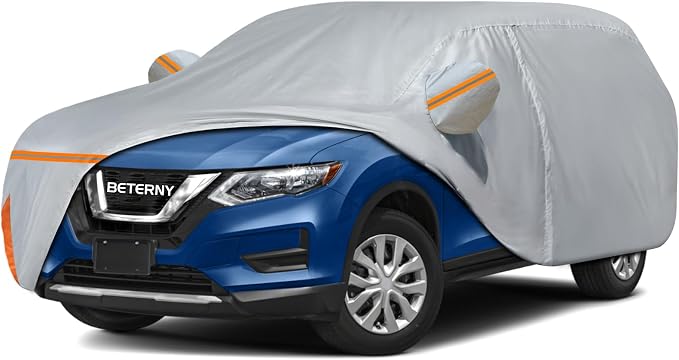 Car Cover for 2008-2026 Nissan Rogue, Waterproof Custom-fit All Weather Sun Rain UV Dust Snow Protection Outdoor Rogue Full Car Cover with Door Zipper and Cotton Lining-Grey