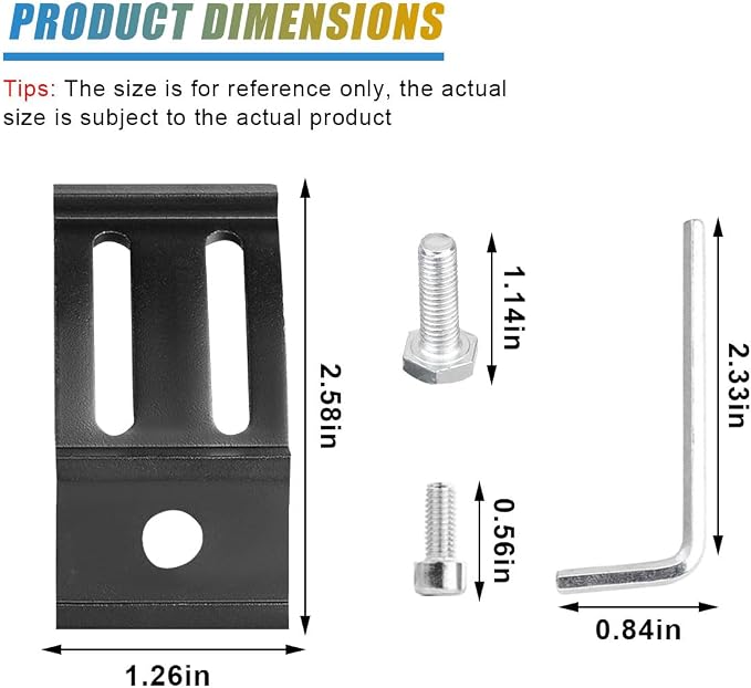 2PCS LED Light Bar Mounting Brackets, Adjustable Side Bracket Kit, Slide Base Bottom Mount Universal for Work Light Bars, LED Pod (902-3)