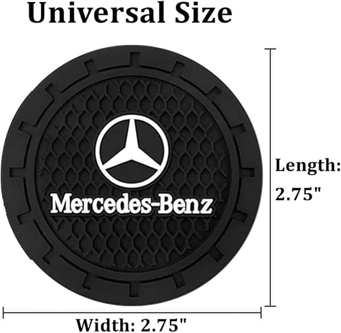 Black Silicone Car Coasters for Mercedes Benz Series Non-Slip Car Cup Holder Coasters,Car Interior Accessory for Car Cup Holder 2Pcs 2.75 Inch