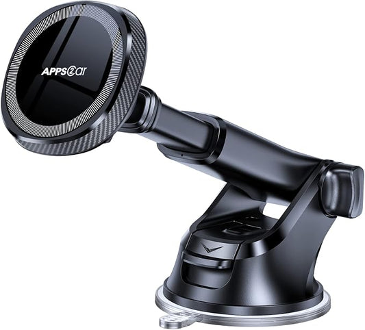 APPS2Car for MagSafe Car Phone Mount for iPhone, Magnetic Windshield Dashboard Holder with Telescopic Arm and Strong Suction Cup, Compatible with iPhone 17/16/15/14/13/12 MagSafe Cases