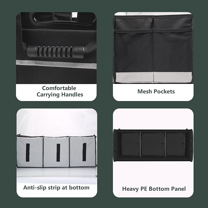 AOPHY Trunk Organizer - 95L Extra Large Capacity SUV Cargo Storage, Collapsible Waterproof Design with Non-Slip Bottom & Retractable Straps, Car Organizers for SUV, Truck, Sedan