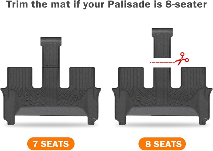 KUST Custom Fit Floor Mats for 2026 Hyundai Palisade Accessories 7/8 Seats (Gas Only), All Weather Floor Liners Front Rear 3 Rows Car Mats TPE Rubber Raised Edge