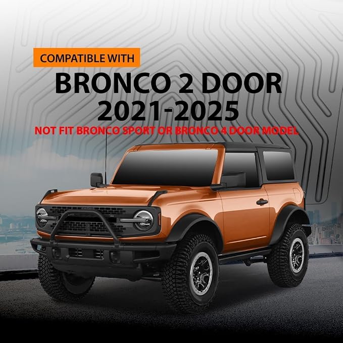 G-PLUS TPE Floor Mats Cargo Liner Fit 2021-2025 Ford Bronco 2-Door | Not Fit Bronco Sport or Bronco 4-Door,All Weather Protection,Non-Slip,Custom Fit Floor Liners Accessories,Full Coverage,6PCS