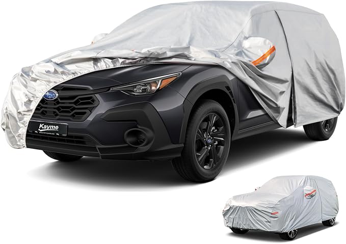 Kayme SUV Car Cover Waterproof All Weather - See Vehicle Size Chart for Accurate Fit - Outdoor Full Exterior Cover Sun Rain Snow. CRV, RAV4, CX-5, Escape, Trax, Tucson etc. Size S2 (See Size Chart)