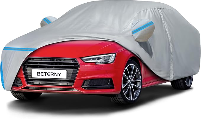 Car Cover for 2008-2026 Audi A4/S4 Sedan, Waterproof Custom-fit All Weather Sun Rain UV Dust Snow Protection Outdoor A4 Full Car Cover with Door Zipper and Cotton Lining-Gray