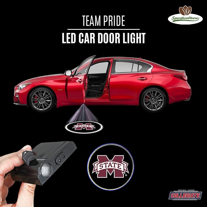 Sporticulture American Football The Bulldogs Car Door Lights Logo Shadow Display - Officially Licensed NCAA Car Accessories - Show Your Team Pride - Battery Powered, Universal Fit