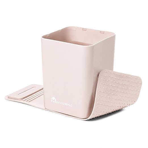 Car Trash Can for Vehicles Leakproof Compact Garbage Bin w/Stability Flap, Anti-Slip Base, Portable Trash Holder for Cars, Trucks, SUVs, Minivans (Mocha, Medium)