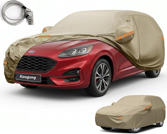 Kaugung Custom Fit Car Cover for Ford Escape (2008-2026), Heavy Duty All Weather Waterproof Outdoor SUV Cover, Sun Rain Snow UV Protection with Driver Door Zipper, Mirror Pockets & Air Vents