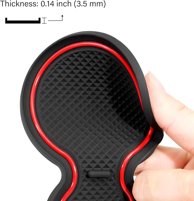 for Jetta Accessories 2026 2025 2024-2019 Cup Holder Protector Inserts Liners Mat Pad Anti Dust Coasters Non-Slip Mat Car Interior Decoration (Red Trim,4pcs/Set)