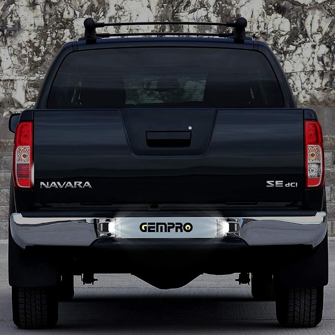 Gempro License Plate Light, 2Pcs LED License Plate Tag Lamp Assembly Replacement Compatbile for Nissan Frontier Titan Xterra Armada Suzuki Equatorx, Powered by 18SMD Xenon White LED Lights (black)
