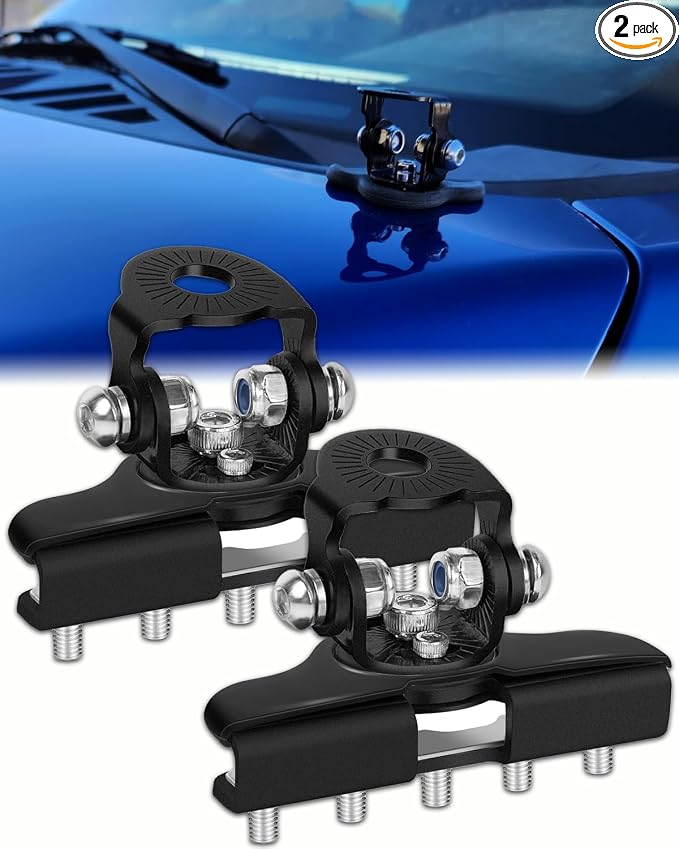Led Pod Light Mounts, 304 Stainless Steel Universal LED Light Bar Mounting Brackets Adjustable No Need Drilling A Pillar Hood Clamp Work Light Holder for Off Road Truck SUV (Black)