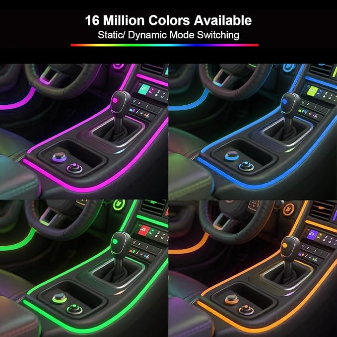 RGB 22 in 1 Interior Car LED Strip Light with Wireless APP,16 Million Interior Lights Car Dreamcolor Acrylic Ambient Lighting 600 LED Music Sync Neon Lights Kits (22 in 1 Set + App Control)