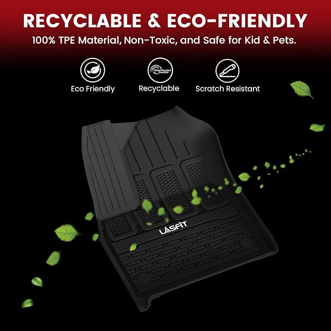 LASFIT Floor Mats for Jeep Grand Wagoneer/Grand Wagoneer L 2022 2023 2024 2025 7 Seats (NOT Fit Wagoneer & 8-Seat) All Weather TPE Custom Fit Car Mats Floor Liners 1st & 2nd & 3th Row, Black