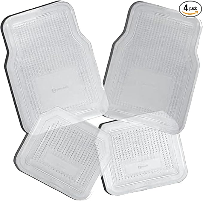 Zento Deals Car Floor Mat - Clear All Weather Floor Mat - Heavy Duty Weather Protection Mats – Universal Fit 4pc Front and Rear – Non Slip Car Van SUV Protection Liner