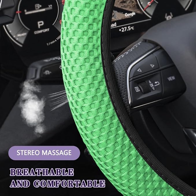 Elastic Stretch Steering Wheel Cover, Steering Wheel Cover, 15" Breathable Auto Steering Wheel Protector, Universal Car Accessories Comfortable Non-Slip Vehicle Steering Wheel Covers for Women Men