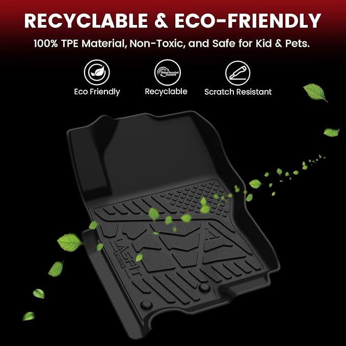 LASFIT Floor Mats for Nissan Frontier King Cab 2026 2025 2024 2023 2022 (Not Fit Crew Cab), All Weather TPE Custom Fit Floor Liners with Full Set Car & Trunk Mats Accessories, Black