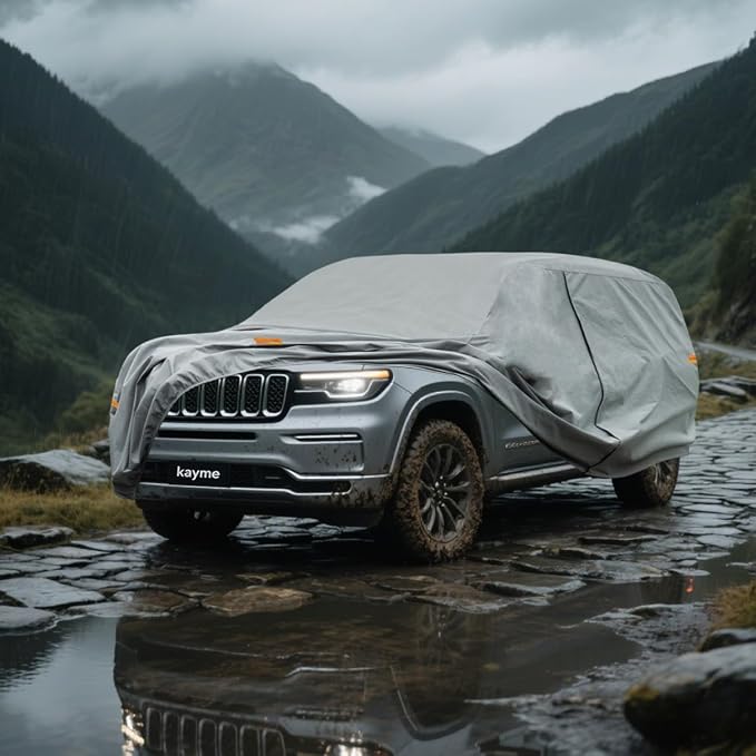 Kayme Heavy Duty SUV Car Cover Custom Fit Jeep Wagoneer/Grand Wagoneer SWB Waterproof All Weather for Automobiles, Full Exterior Covers Sun Rain UV Protection.（Deliver About 3-10 Days）