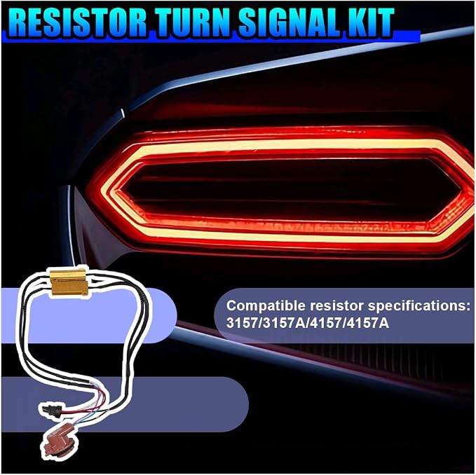 2PCS 50W 6Ohm 3157 4157 LED Load Resistor Decoders (Black) | Brake Light Load Resistors Fix Hyper Flash, Bi-Filament Fog Lights Harness Adapter for Switchback LED Turn Signal Light