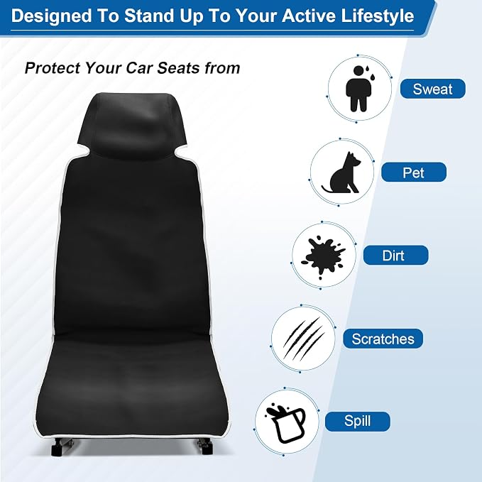 Towel Car Seat Cover, Neoprene Car Seat Covers | Towel Waterproof Seats Protector Covers for Automotive Van, Trucks and SUVs-2 Pack