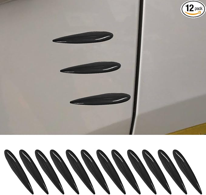 Craedli 12PCS Car Door Edge Guard Anti-Collision Strips, Bullet Head Anti-Scratch Car Door Bumper Protector Trim Strip, Universal Self Adhesive Auto Exterior Doors Edge Protector for Truck SUV (Black)