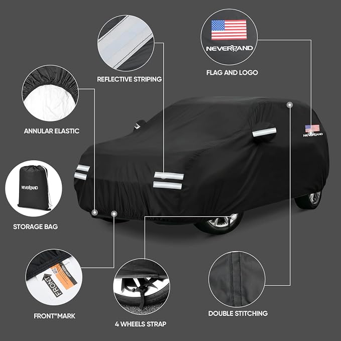 Car Cover Compatible with Ford Explorer, Full Car Covers Waterproof All Weather Dustproof, Snowproof, UV Protection Exterior Car Covers for Automobiles Universal Fit Ford Explorer