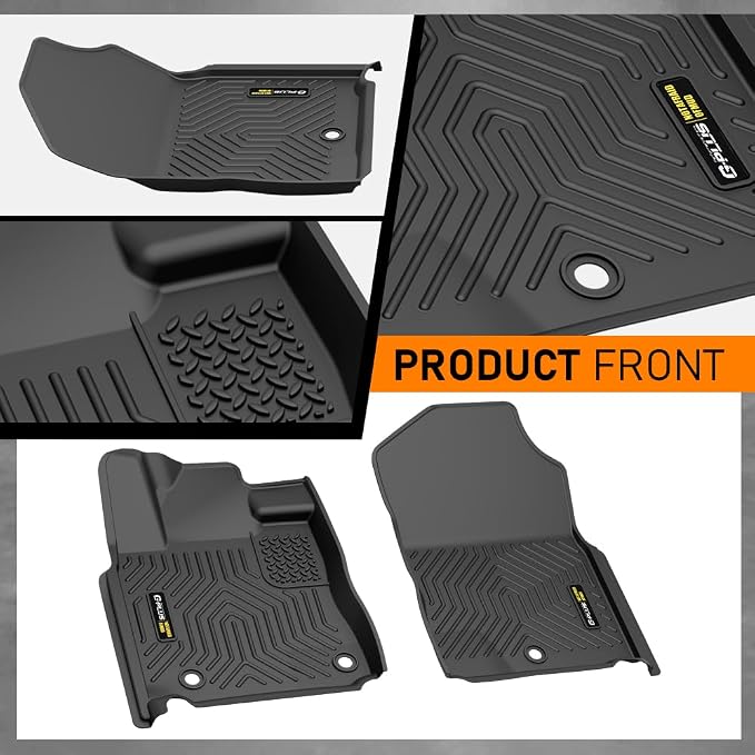 G-PLUS TPE Floor Mats Fit for Toyota Tundra CrewMax Cab 2014-2021 | All Weather Protection,Non-Slip,Custom Fit Floor Cargo Liners,TPE Full Coverage,1st & 2nd Row,Black