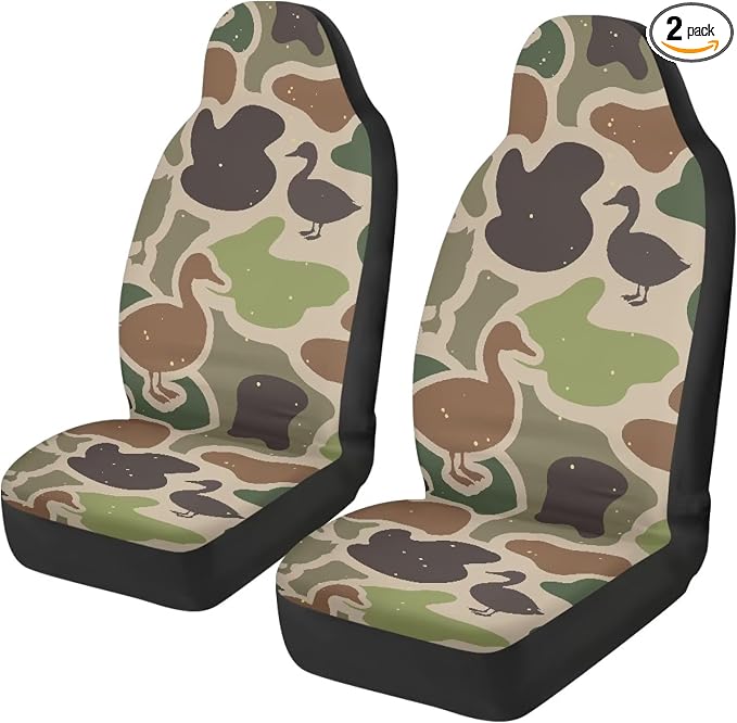 Duck Camo Car Seat Covers 2 Pcs Automobile Front Seat Covers Breathable Protection Interior Accessories Anti-Slip Back Fabric Compatible with Most Cars,SUV,Sedan