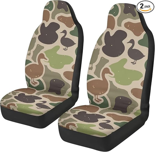 Duck Camo Car Seat Covers 2 Pcs Automobile Front Seat Covers Breathable Protection Interior Accessories Anti-Slip Back Fabric Compatible with Most Cars,SUV,Sedan