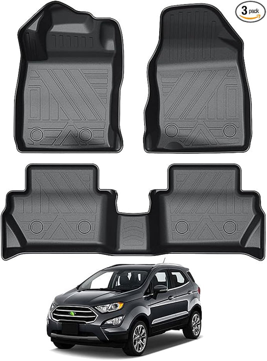 KUST Floor Mats for 2018-2022 Ford EcoSport Accessories, TPE Rubber All Weather Car Mats for EcoSport, Front Rear 2 Row Liners, High Edges, Non-Slip (US Model Only)