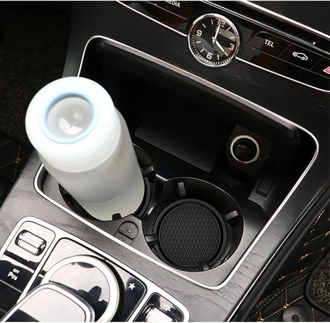 4 Pack Car Cup Holder Coaster, 2.75 Inch Diameter Non-Slip Universal Insert Coaster, Durable, Suitable for Most Car Interior, Car Accessory for Women and Men (Black)
