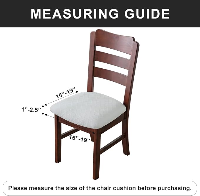 Genina Waterproof Seat Covers for Dining Room Chairs Covers Dining Chair Cover Kitchen Chair Covers (White, 4 Pcs)