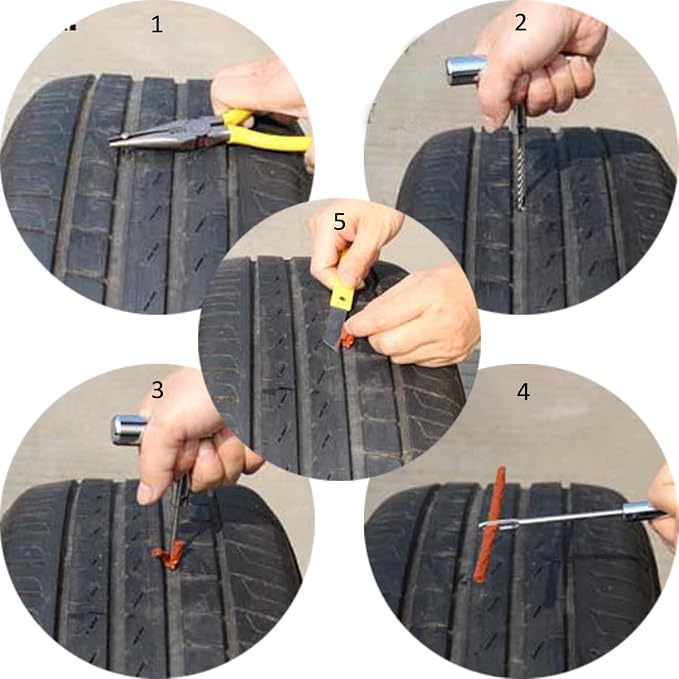 Tire Repair Kit,Heavy Duty Tire Plug Kit 23 Pcs, with Universal Tire Patch Kit to Plug Flats for Car, Truck, RV, SUV, ATV, Motorcycle, Tractor, Trailer. Flat Tire Puncture Repair Kit