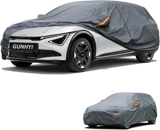 GUNHYI Premium Car Cover Custom Fit Kia EV6, 16 Layers Heavy Duty Car Cover Waterproof All Weather with Zipper Door for Sun Rain Snow Dust Uv Protection