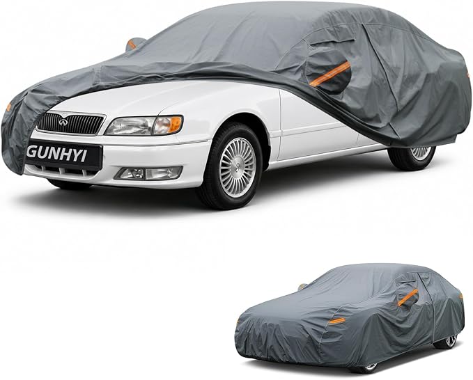 GUNHYI Premium Car Cover Custom Fit Infiniti I-Series I30/I35, 16 Layers Heavy Duty Car Cover Waterproof All Weather with Zipper Door for Sun Rain Snow Dust Uv Protection