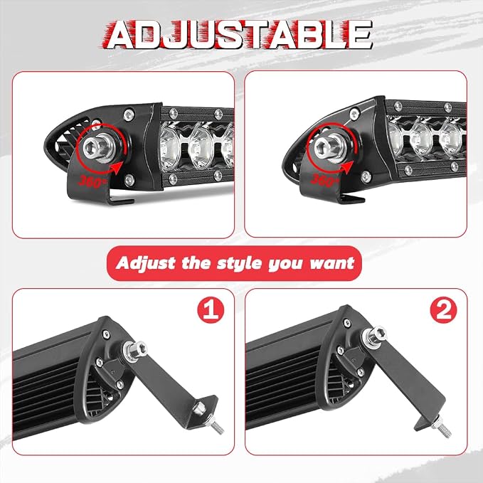 Light Bar Mounts Mounting Bracket, 4PCS Universal Side Mounted Brackets Kit for Single Row LED Light Bar for Truck ATV UTV - 2 Years Warranty