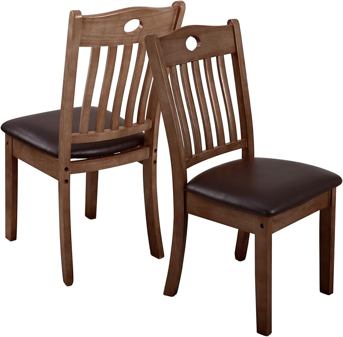 Fuloon Dining Chair Seat Covers 6 PCS, Solid Pu Leather Waterproof Seat Cushion Cover Oilproof Stretch Dining Chair Protctor Slipcover (Pu Dark Brown)