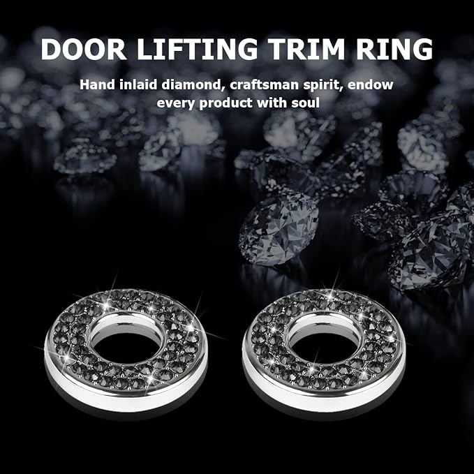 4PCS Bling Inner Car Door Lock Cover Stickers, Rhinestones Pull Rod Bolt Decorations, Crystal Auto Decals for Women Girls, Sparkly Car Door Lock Pin Caps for C Class C200L GLC260 C260L