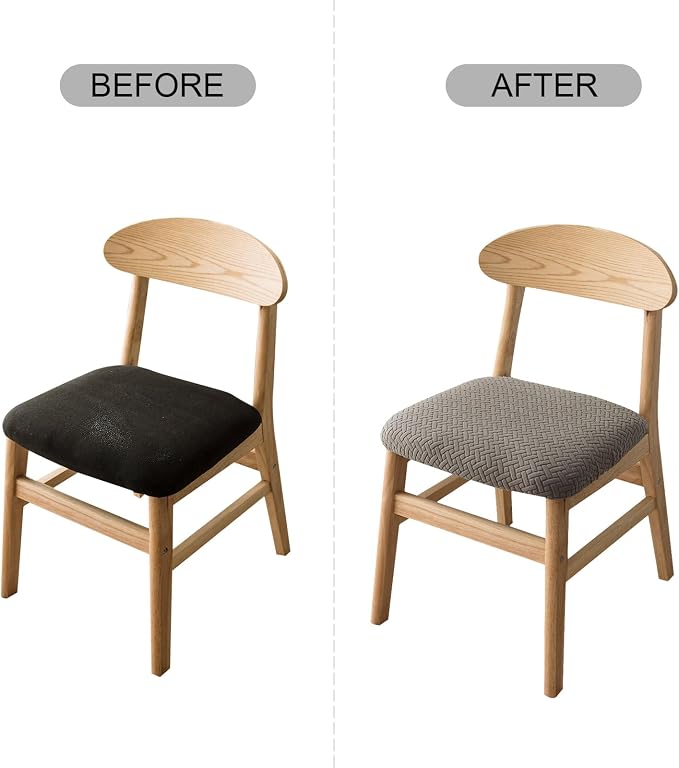 Genina Seat Covers for Dining Room Chair Seat Slipcovers Kitchen Chair Covers (Gray, 2 Pcs)